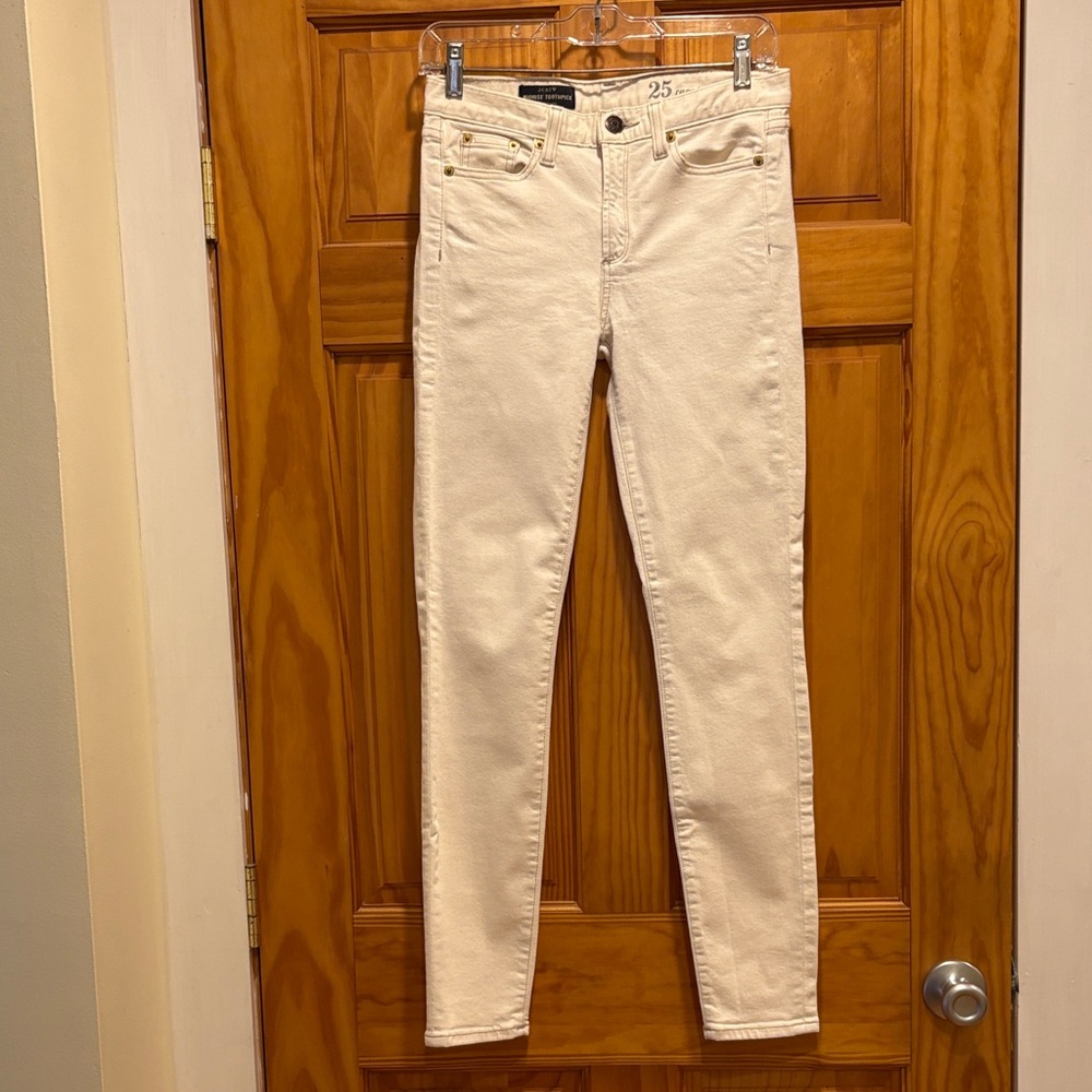 Women's J Crew Midrise Toothpick Cream/Ivory/Off White Jeans